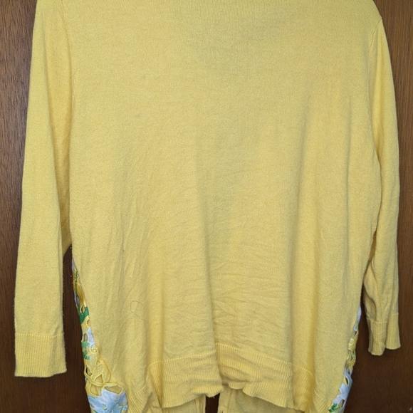New York& Company Yellow Floral Cardigan - Picture 2 of 2